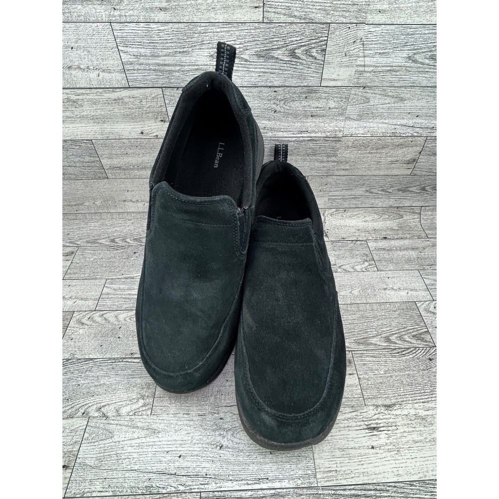 LL Bean Mens Comfort Mocs‎ Black Suede Slip On Shoes 254540 Size 10 Medium